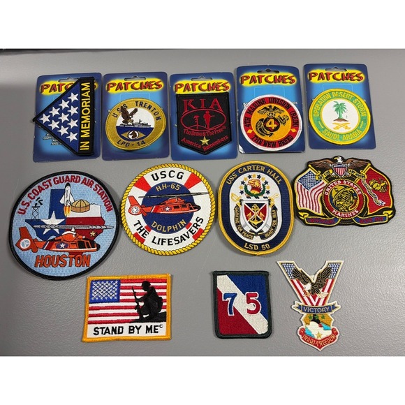 US Military Patch Lot USMC USCG Amphibious KIA Memoriam Victory 12 Bundle